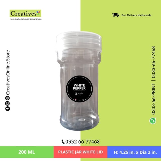 Plastic Jar White Lid