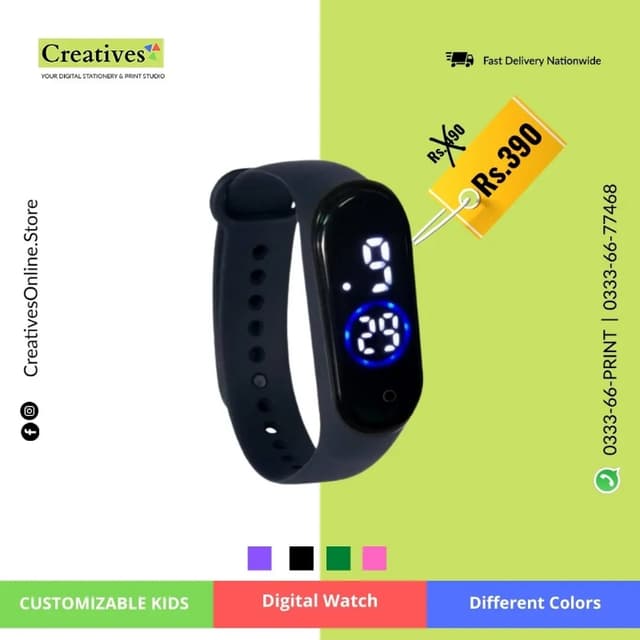 Name Printed Kids Digital Watch